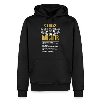 5 things should know about my smartass daughter - Männer Premium Bio Hoodie - Schwarz - Vorne - Nico (187cm)