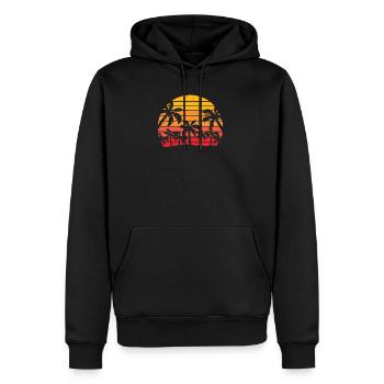 Sea Beach Coconut Tree Summer Waves Retro Vintage - Sweat à capuche Premium bio Homme - noir - Devant - Nico (187cm)