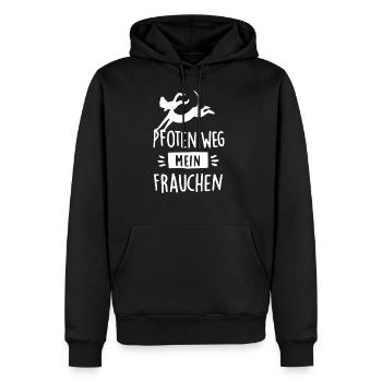 Pfoten weg - mein Frauchen - Männer Premium Bio Hoodie - Schwarz - Vorne - Nico (187cm)