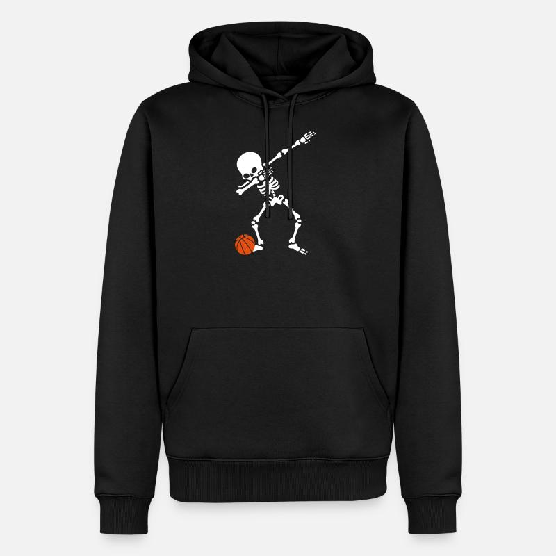 Joueur de basket-ball squelette Dabbender - Sweat à capuche Premium bio Homme - noir