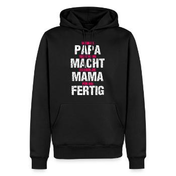 Papa Mama T-Shirt Lustige Familie - Männer Premium Bio Hoodie - Schwarz - Vorne - Nico (187cm)