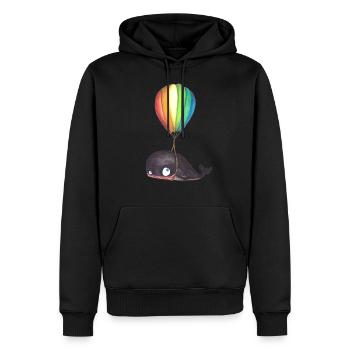 The flying whale - Men’s Premium Organic Hoodie - black - Front - Nico (187cm)