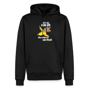Ich habe HUNGER. Man schäle mir ein Rind! - Männer Premium Bio Hoodie - Schwarz - Vorne - Nico (187cm)