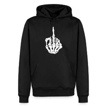 F*** Y**! Doigt d'honneur squelette - Sweat à capuche Premium bio Homme - noir - Devant - Nico (187cm)