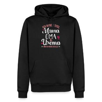 Uroma - Männer Premium Bio Hoodie - Schwarz - Vorne - Nico (187cm)