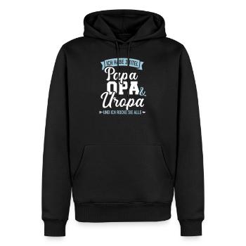 Uropa - Männer Premium Bio Hoodie - Schwarz - Vorne - Nico (187cm)