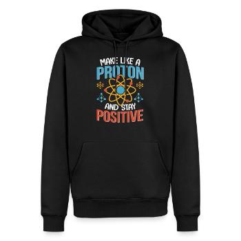 Physique Soyez comme un atome, restez un physicien positif - Sweat à capuche Premium bio Homme - noir - Devant - Nico (187cm)