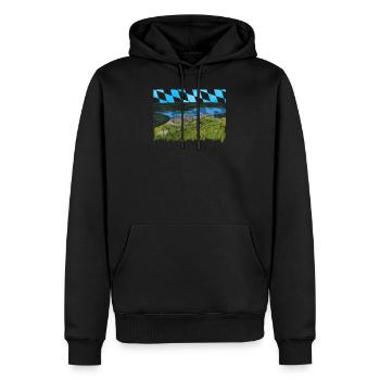 Bergpanorama Kampenwand Chiemsee gezeichnet - Männer Premium Bio Hoodie - Schwarz - Vorne - Nico (187cm)