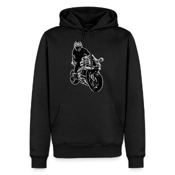 Motorcycle Lifestyle / Moto / moto biker - Sweat à capuche Premium bio Homme - noir - Devant - Nico (187cm)