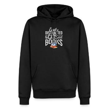 Easily Distracted by Cats and Books Cat & Book - Männer Premium Bio Hoodie - Schwarz - Vorne - Nico (187cm)