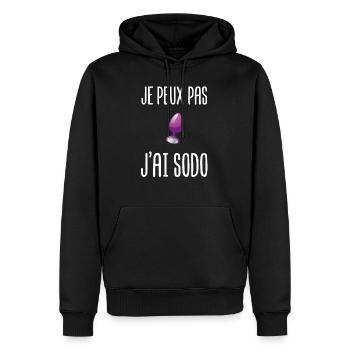 sodo sodomie beauf sex marrant fun plug - Sweat à capuche Premium bio Homme - noir - Devant - Nico (187cm)