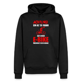 Alter Mann E-Bike Spruch Fahrrad Rentner - Männer Premium Bio Hoodie - Schwarz - Vorne - Nico (187cm)