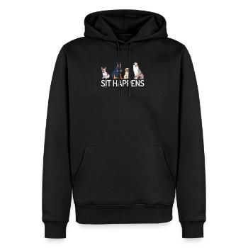 Sit Happens Funny Dog Lover - Männer Premium Bio Hoodie - Schwarz - Vorne - Nico (187cm)