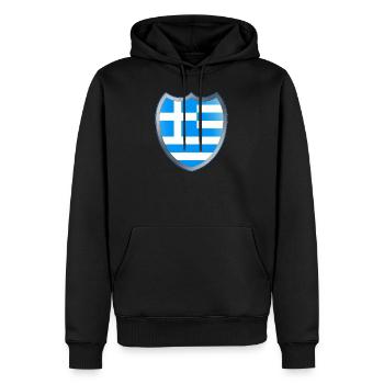 Greece (Griechenland_Wappen) - Männer Premium Bio Hoodie - Schwarz - Vorne - Nico (187cm)