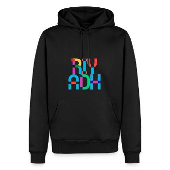 Riyadh Saudi Arabia CMYK Pop Art Style - Men’s Premium Organic Hoodie - black - Front - Nico (187cm)