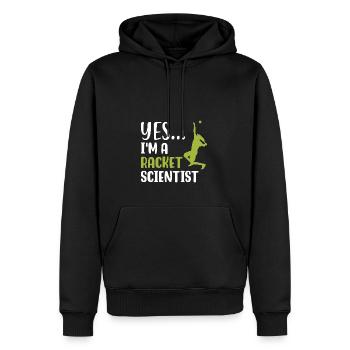 Ja, ich bin ein Racket-Wissenschaftler - Männer Premium Bio Hoodie - Schwarz - Vorne - Nico (187cm)