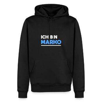 Marko Name Spruch für stolze Markos - Männer Premium Bio Hoodie - Schwarz - Vorne - Nico (187cm)