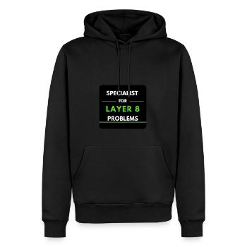 Specialist für Layer 8 Probleme (Grün) - Männer Premium Bio Hoodie - Schwarz - Vorne - Nico (187cm)