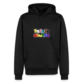 Pride Progress Flag Cat for Equality - Men’s Premium Organic Hoodie - black - Front - Nico (187cm)