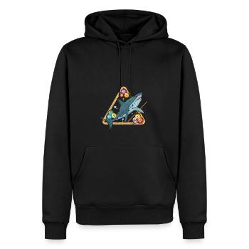 Hai beim Billardspielen - Männer Premium Bio Hoodie - Schwarz - Vorne - Nico (187cm)