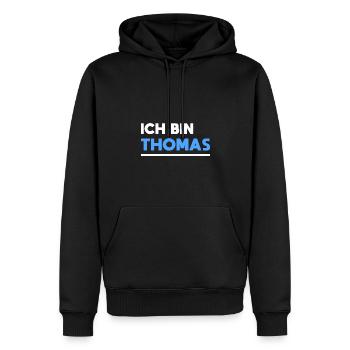 Thomas Name Spruch für stolze Thomas - Männer Premium Bio Hoodie - Schwarz - Vorne - Nico (187cm)