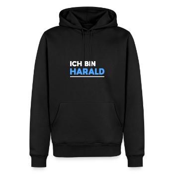 Harald Name Spruch für stolze Haralds - Männer Premium Bio Hoodie - Schwarz - Vorne - Nico (187cm)