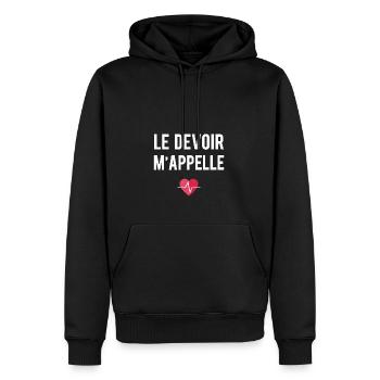 Le devoir m'appelle infirmier - Sweat à capuche Premium bio Homme - noir - Devant - Nico (187cm)