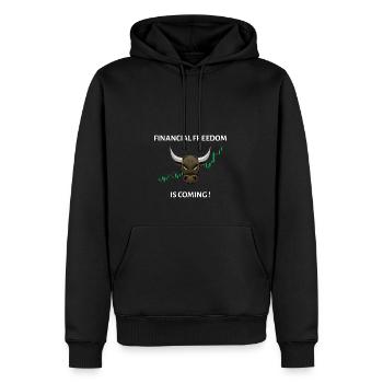 Aktiendesign Für Finanzielle Freiheit - Männer Premium Bio Hoodie - Schwarz - Vorne - Nico (187cm)