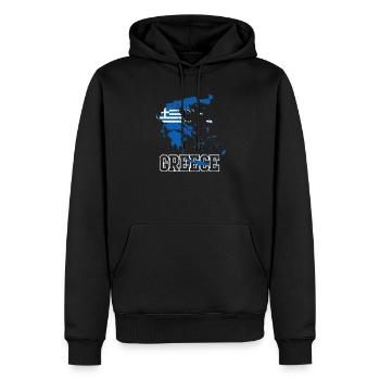 Greece Flag Map Design - Men’s Premium Organic Hoodie - black - Front - Nico (187cm)