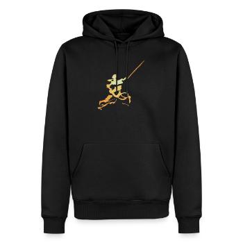 Figurine d’encre d’épéiste - Sweat à capuche Premium bio Homme - noir - Devant - Nico (187cm)