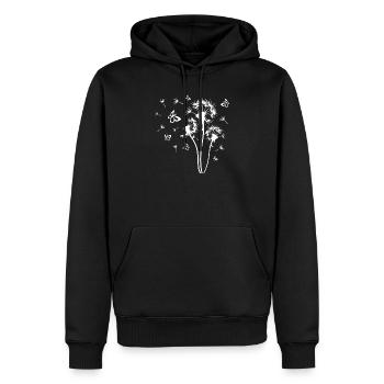 Pusteblume - Männer Premium Bio Hoodie - Schwarz - Vorne - Nico (187cm)