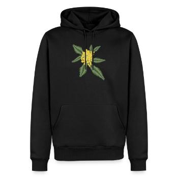 Silber Akazie mit ihren gelben Blüten Pompons - Männer Premium Bio Hoodie - Schwarz - Vorne - Nico (187cm)