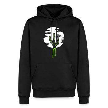 Kaktus und Geier unter dem Mond - Männer Premium Bio Hoodie - Schwarz - Vorne - Nico (187cm)