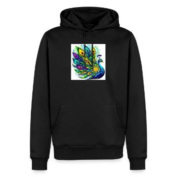 Pfau - Männer Premium Bio Hoodie - Schwarz - Vorne - Nico (187cm)