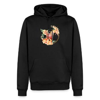 Cocktail mit Pfirsichhälfte & Pfirsichblütenkranz - Männer Premium Bio Hoodie - Schwarz - Vorne - Nico (187cm)