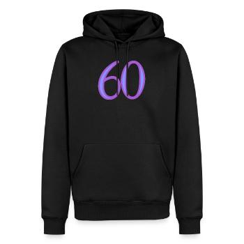 60. 60 ANS. 60e ANNIVERSAIRE. ANNIVERSAIRE 60 ANS. - Sweat à capuche Premium bio Homme - noir - Devant - Nico (187cm)