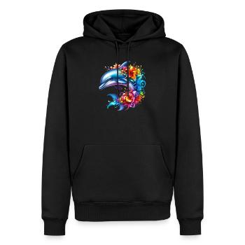 Dauphin - Sweat à capuche Premium bio Homme - noir - Devant - Nico (187cm)
