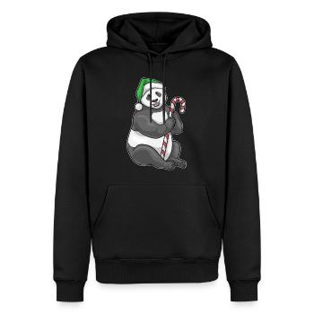 Panda Canne de Noël - Sweat à capuche Premium bio Homme - noir - Devant - Nico (187cm)
