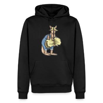 Känguru Landwirt Stroh Bauernhof - Männer Premium Bio Hoodie - Schwarz - Vorne - Nico (187cm)