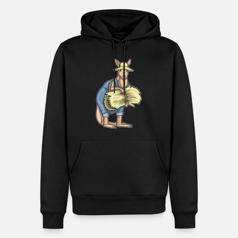 Paille Kangaroo Farmer - Sweat à capuche Premium bio Homme - noir