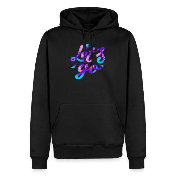 Let’s Go – Neon Power - Männer Premium Bio Hoodie - Schwarz - Vorne - Nico (187cm)