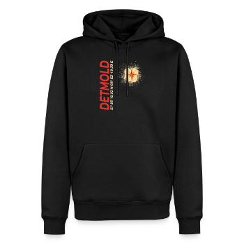 Detmold - Männer Premium Bio Hoodie - Schwarz - Vorne - Nico (187cm)
