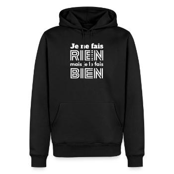 je ne fait rien, fatigue, fainéant - Sweat à capuche Premium bio Homme - noir - Devant - Nico (187cm)