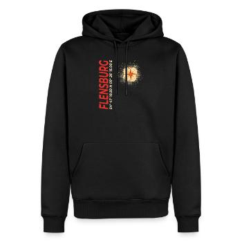 Flensburg - Männer Premium Bio Hoodie - Schwarz - Vorne - Nico (187cm)