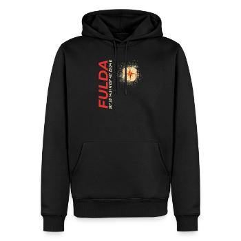 Fulda - Männer Premium Bio Hoodie - Schwarz - Vorne - Nico (187cm)