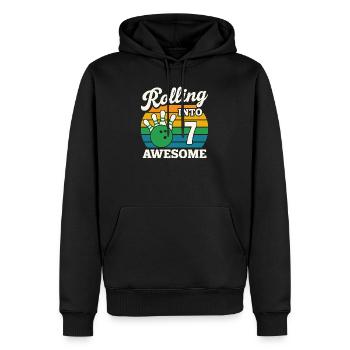 Retro Bowling inspiré du 7e anniversaire Design - Sweat à capuche Premium bio Homme - noir - Devant - Nico (187cm)