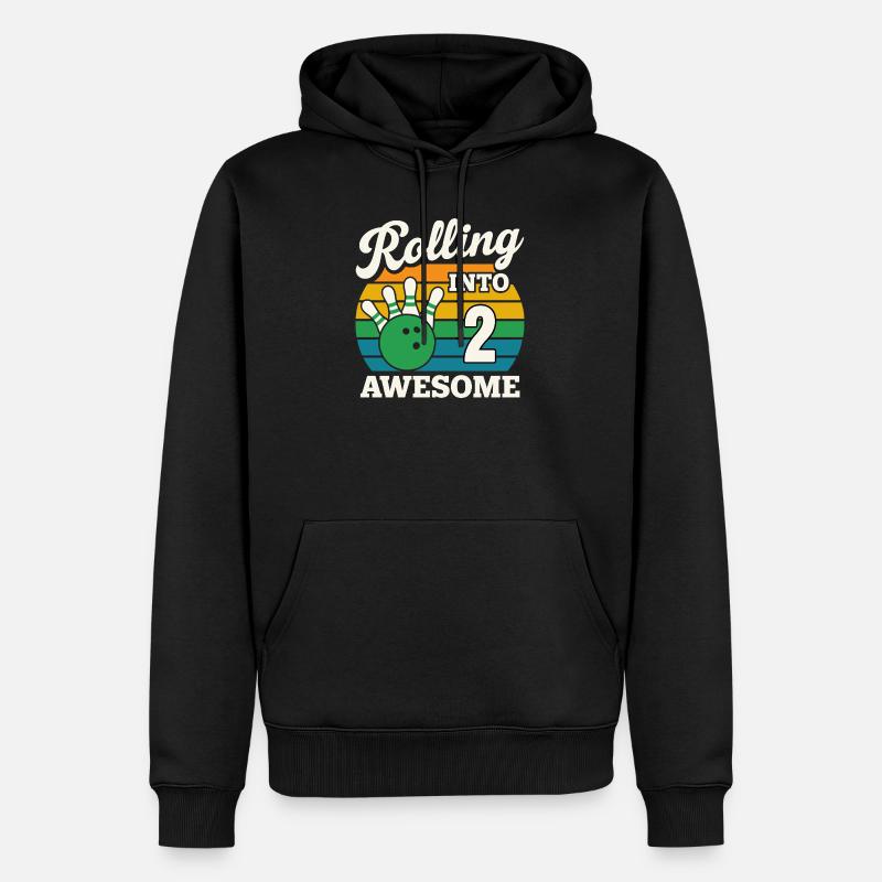 Rolling Into 2 mit Bowlingkugel - Männer Premium Bio Hoodie - Schwarz