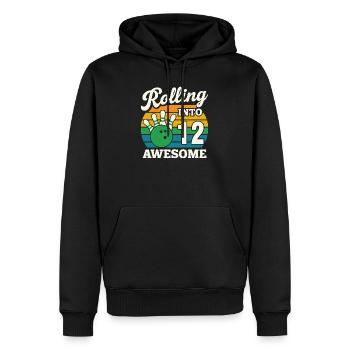 Célébration du bowling en 12 secondes - Sweat à capuche Premium bio Homme - noir - Devant - Nico (187cm)