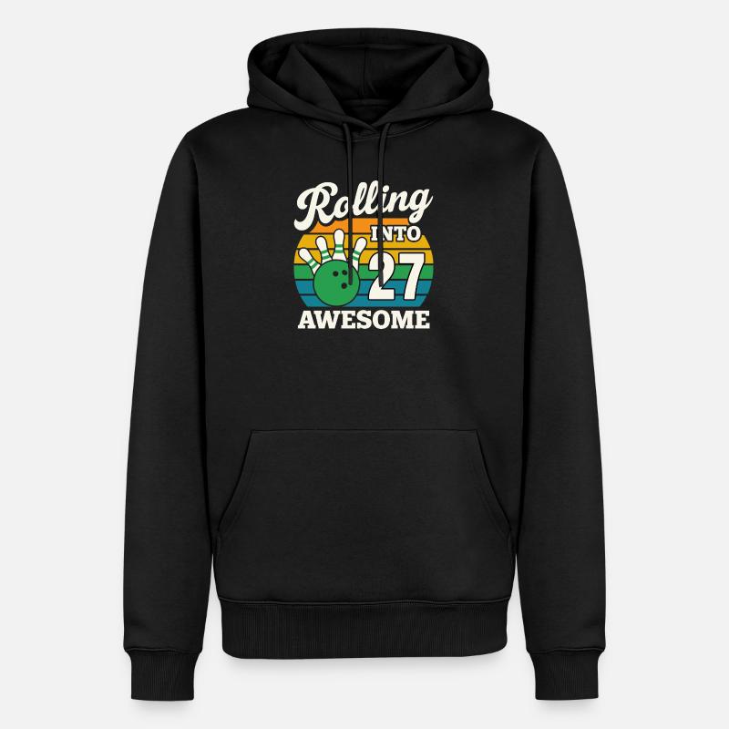 Bowling 27 Célébration Anniversaire Graphique - Sweat à capuche Premium bio Homme - noir