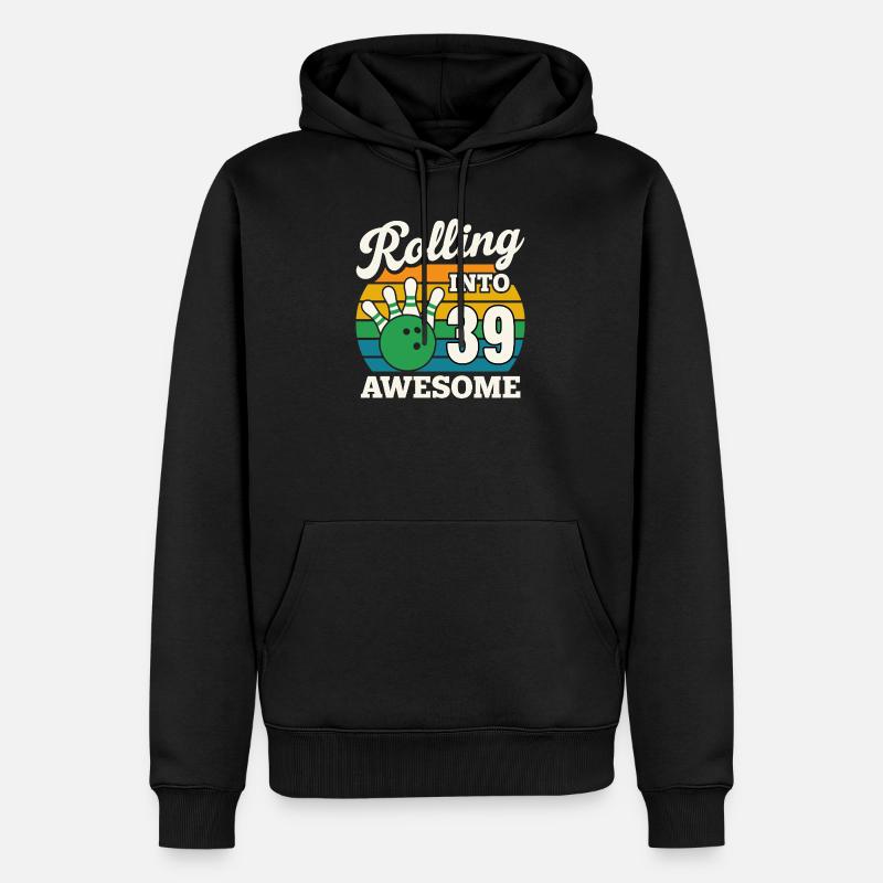 Bowling 39e anniversaire célébration graphique - Sweat à capuche Premium bio Homme - noir